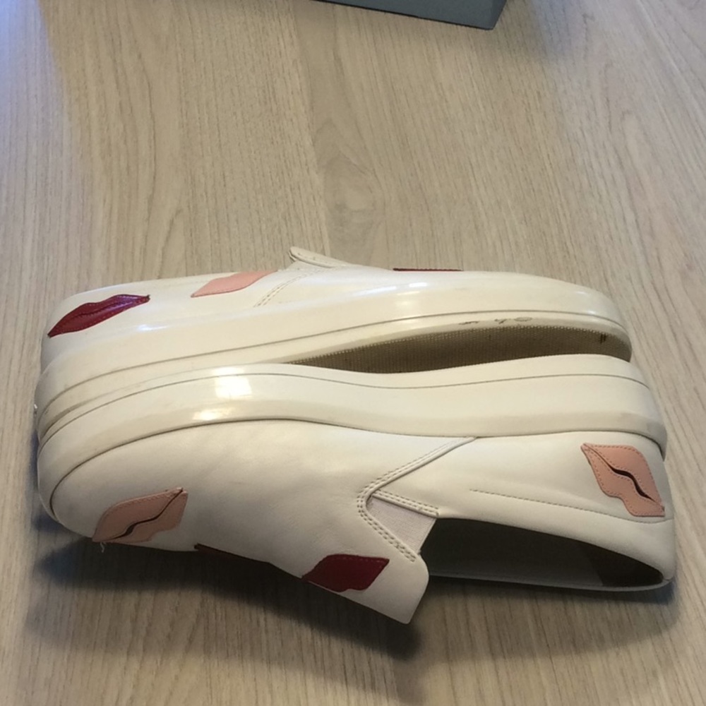 Prada Lips Appliqued Leather Slip On Sneaker- 37.5 - Picture 11 of 16